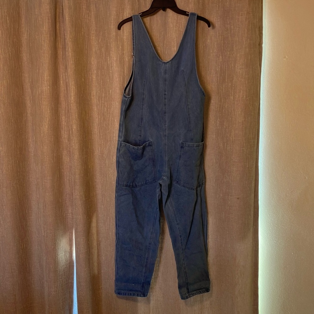 Amazon Blue Denim Jumpsuit Sleeveless V-Neck